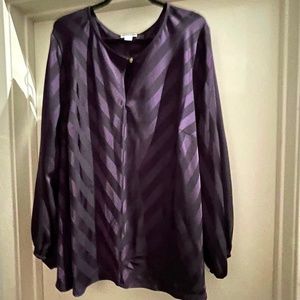 Liz Claiborne Woman Mysterious Purple Striped Blouse 3X